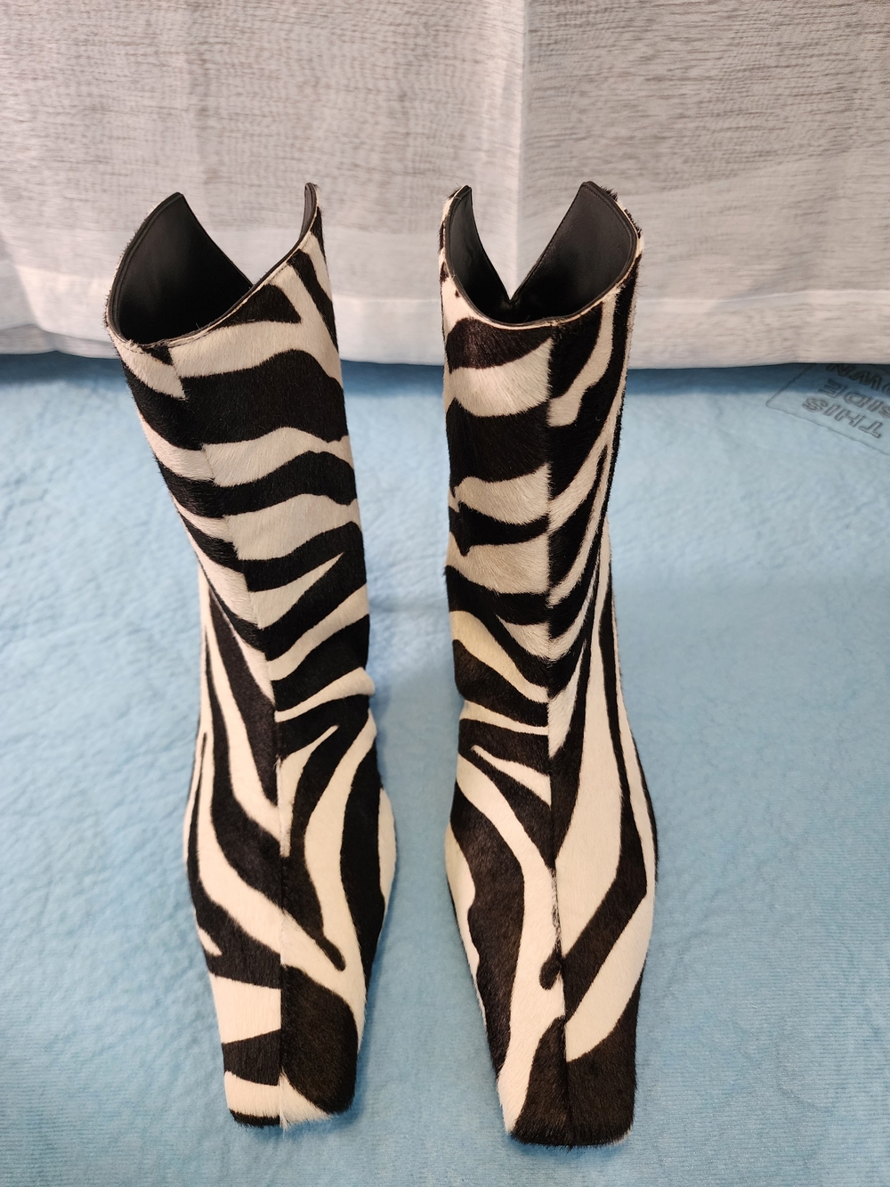 Zebra Print Mid-Calf Women's Boots - Black & White